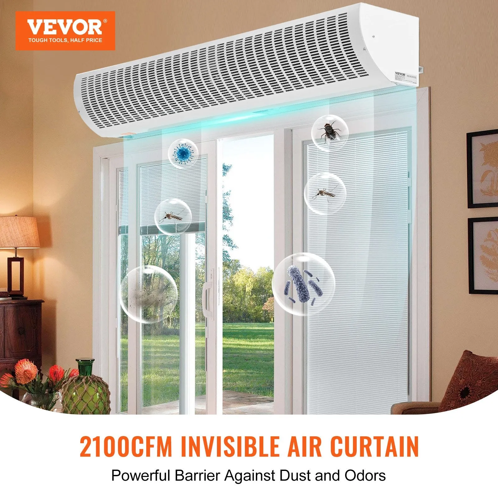 Vevor 60" Commercial Indoor Air Curtain Axial 2 Speeds 2100CFM 110V Unheated New