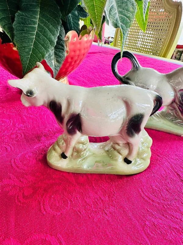 Vintage Bull Figurines Porcelain Glaze - Brazil - Pair