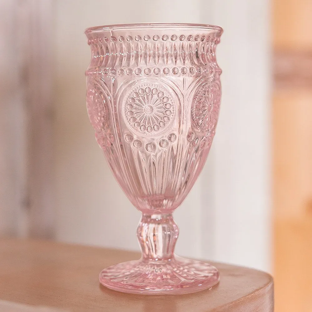 VINTAGE INSPIRED PRESSED GOBLET IN BLUSH PINK