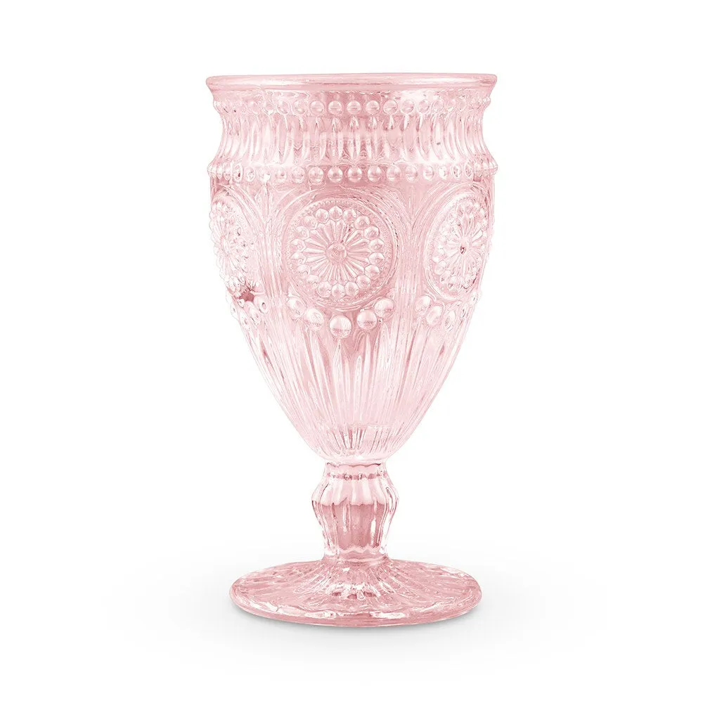 VINTAGE INSPIRED PRESSED GOBLET IN BLUSH PINK