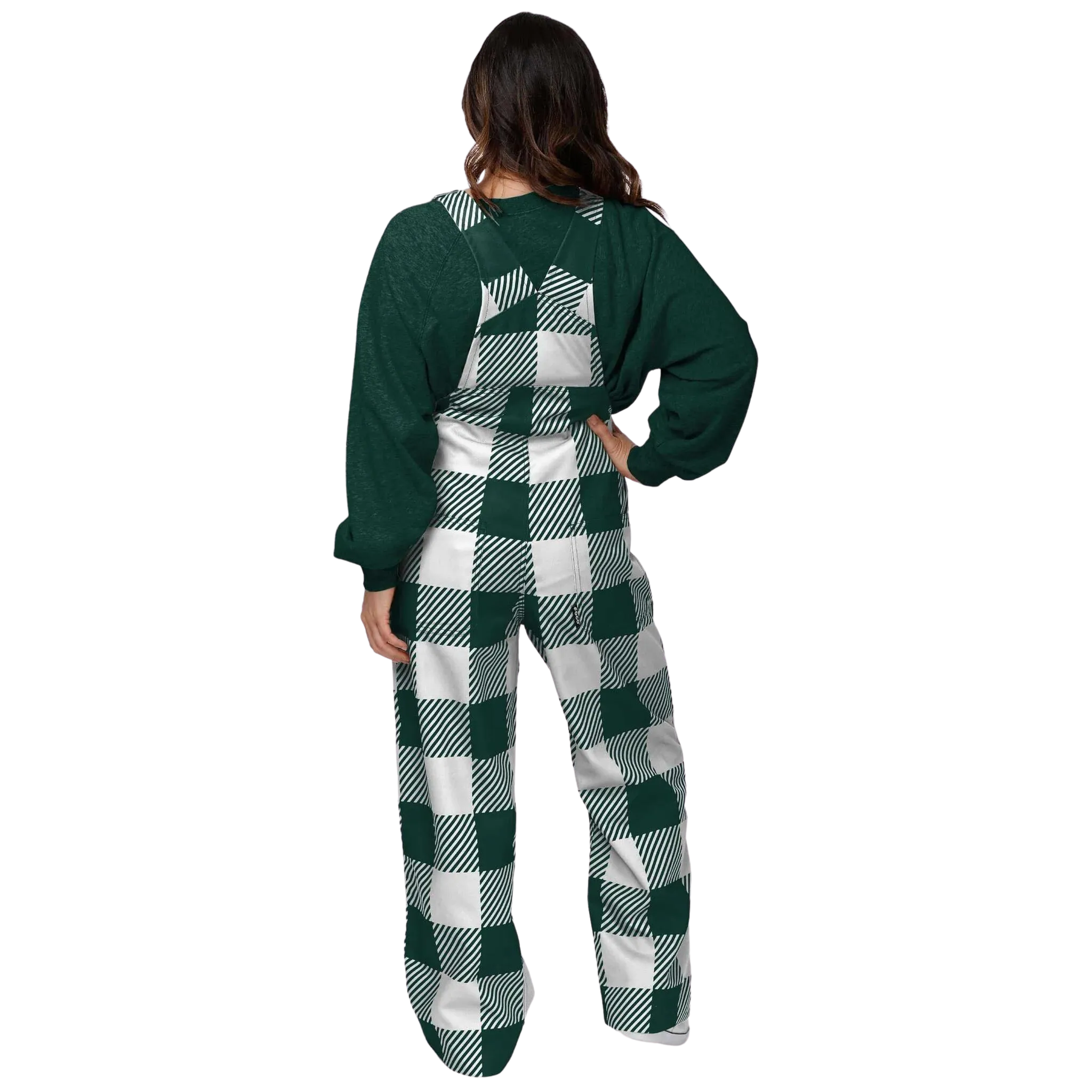 Women's Michigan State Plaid Bib Overalls