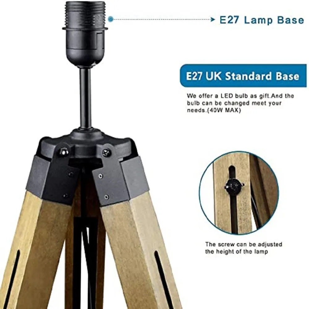 Wood Tripod Floor Lamp