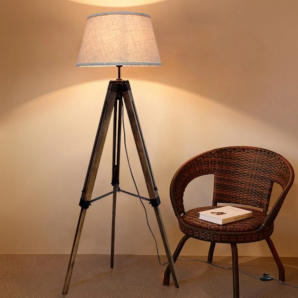 Wood Tripod Floor Lamp