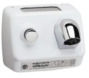 WORLD DRYER® DB-974 Airstyle™ Model B Series Hair Dryer - White Epoxy on Steel Push Button Surface-Mounted