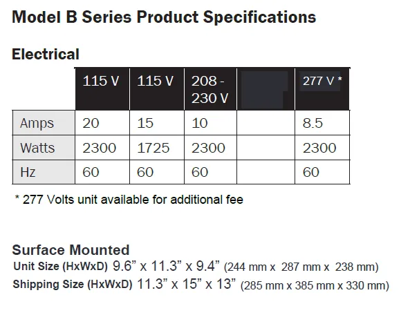 WORLD DRYER® DB1-972 Airstyle™ Model B Series Hair Dryer - Polished Stainless Steel Push Button Surface-Mounted (115V - 15 Amp)