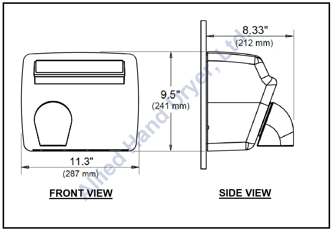 WORLD DRYER® DXM548-972 AirMax™ Series Hand Dryer - Polished Stainless Steel Automatic (50 Hz - NOT for use in North America)